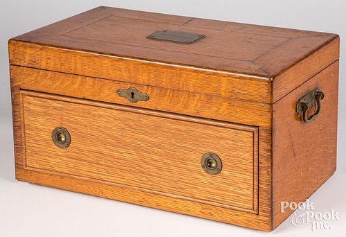 Oak flatware chest, 19th c.