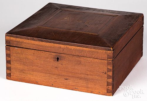 Pennsylvania inlaid dresser box, early 19th c.