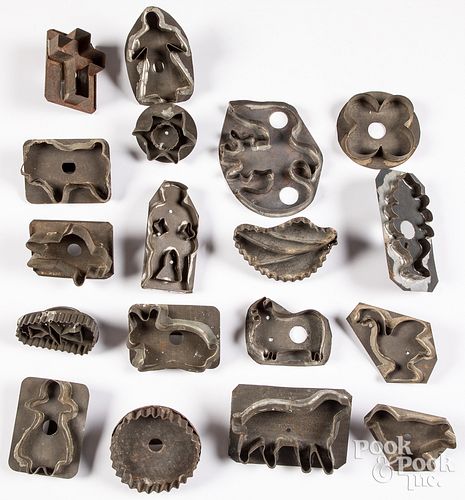 Eighteen tin cookie cutters, 19th c.