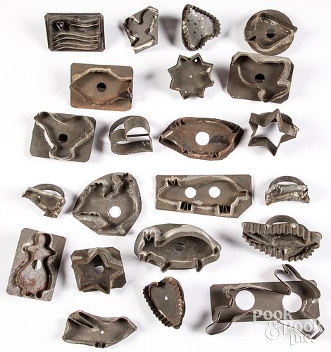 Twenty-two tin cookie cutters, 19th c.