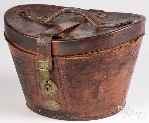 Leather hat box, 19th c.