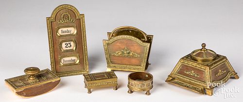 Brass and copper desk set, early 20th c.