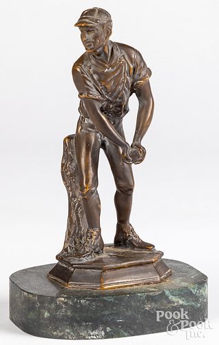 Bronze figure of a working man