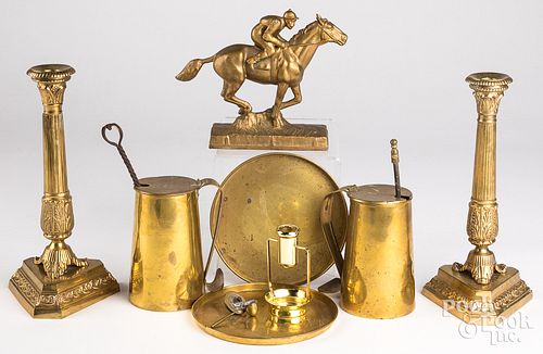 Brass tablewares, to include two Cape Cod lighters
