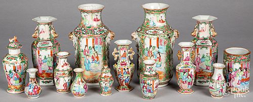 Chinese export rose medallion porcelain vases