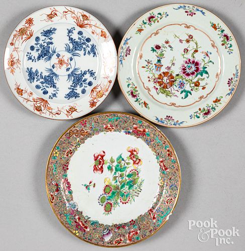 Three Chinese export plates, 18th c.