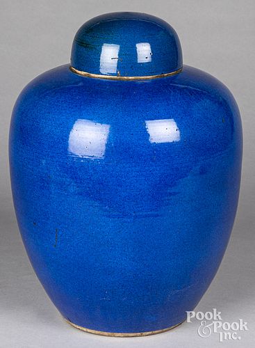 Large Chinese blue ground porcelain jar and cover