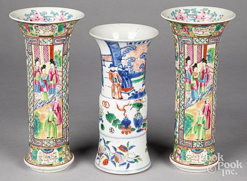 Three Chinese porcelain garnitures