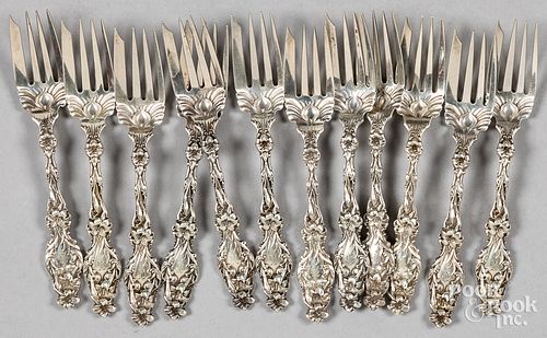 Whiting sterling silver Lily pattern salad forks