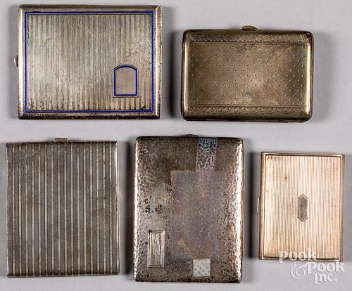 Five silver cigarette cases