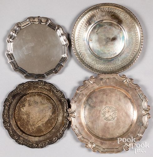 Four sterling silver plates