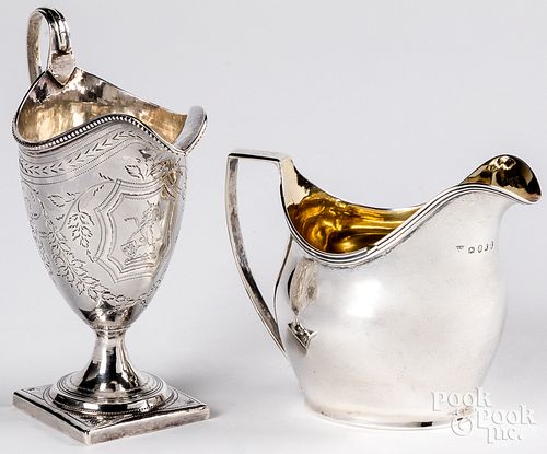 Two English silver creamers