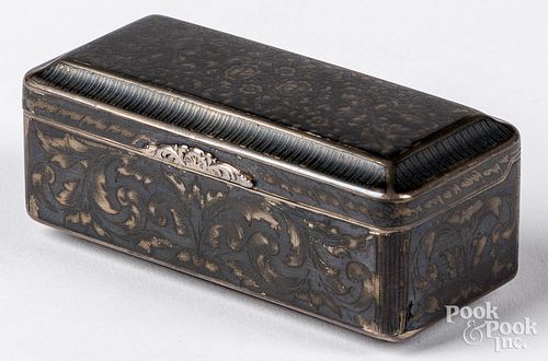 Russian niello silver box, late 19th c.