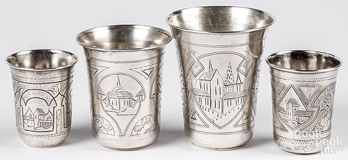 Four Russian silver cups, late 19th c.