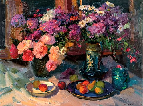 Ovanes Berberian (American, b. 1951), Still Life with Garden Flowers