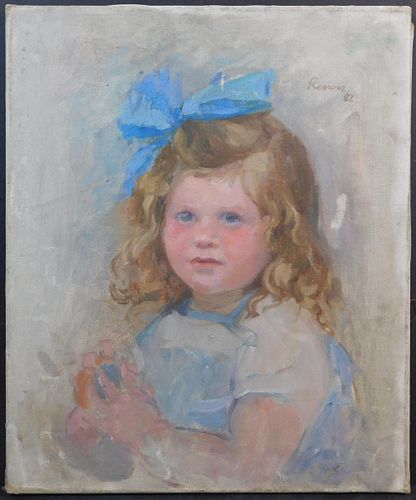 Pierre-Auguste Renoir,  Manner of: Child with a Blue Ribbon