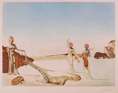 Salvador Dali, After: Three Young Surrealist Women Holding in Their Arms the Skins of an Orchestra