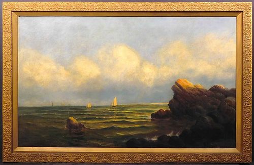 American School: New England Seascape with Sailboats