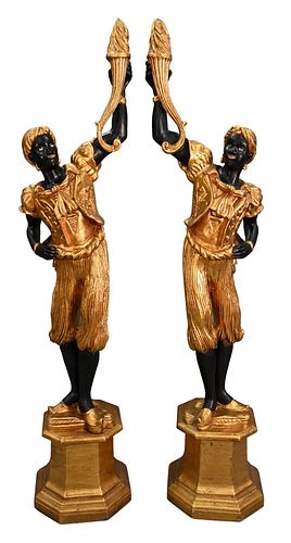Pair of Contemporary Blackamoor Figures, height 78 inches.