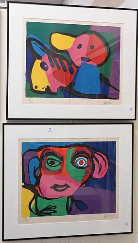 Set of Three Karel Appel (1921 - 2006), untitled, colored lithographs, pencil signed, dated and numbered Appel 1970, 24/100, sight size 23" x 28".