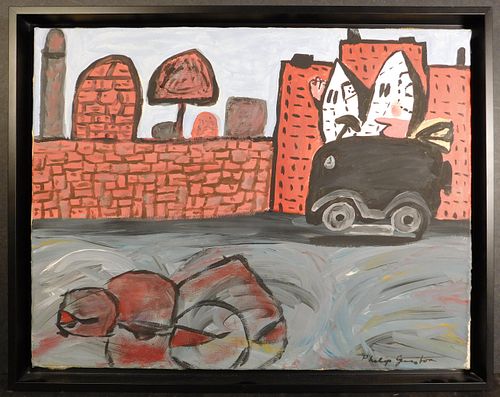 Philip Guston, Attributed: Untitled, Hooded Figures Driving
