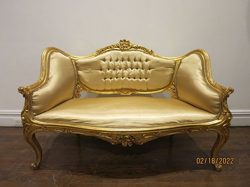 French LXV style Gilded Loveseat