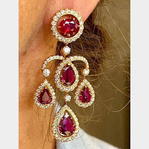 AGL Certified Ruby and Diamond Earrings