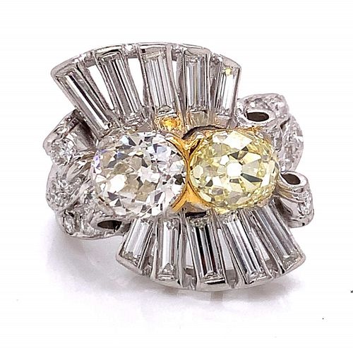 Art Deco Yellow and White Diamond Ring