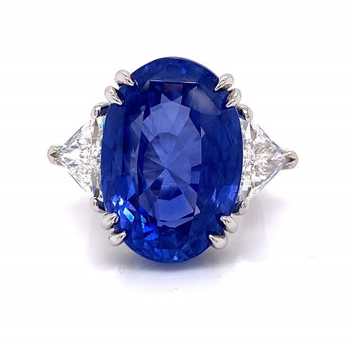 Ceylon Sapphire and GIA Certified Diamond Ring