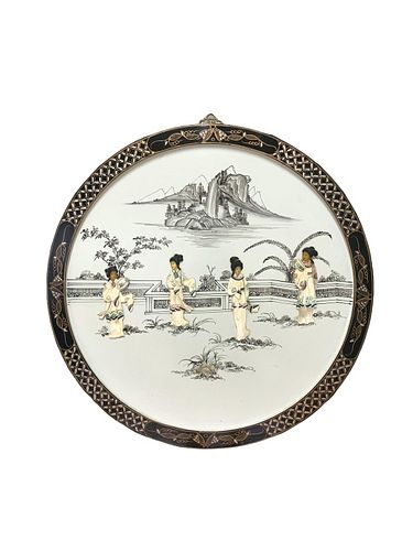 Chinese Mother Of Pearl Inlay Maidens Wall Plaque