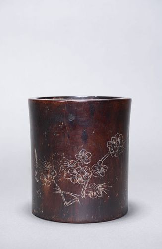 Ming: A Carved Zitan Brushpot
