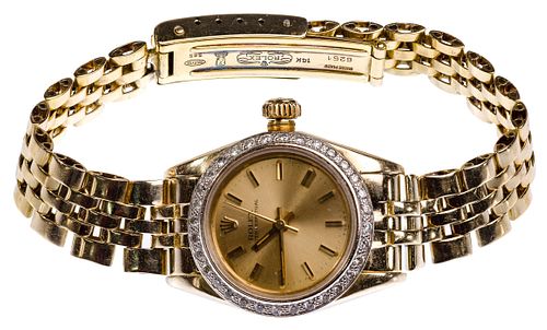 Rolex 14k Yellow Gold Case and Band Oyster Perpetual Wristwatch