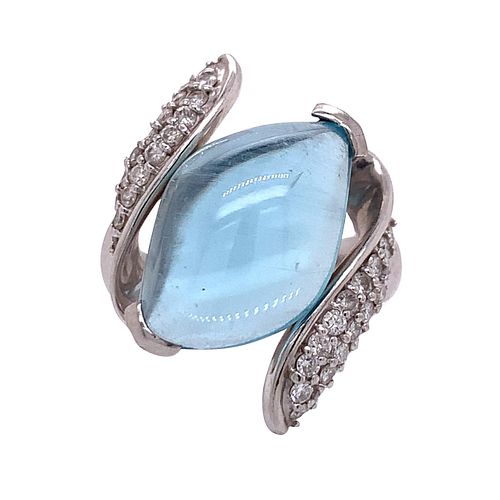 11.58ctw Aquamarine & Diamonds Platinum Ring