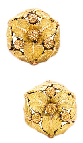 Buccellati 18k textured Gold Earrings with organics motifs