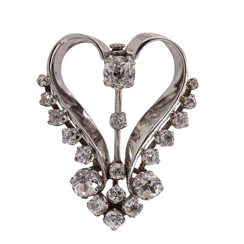 Antique 18k gold & Diamonds Heart brooch / Pendant