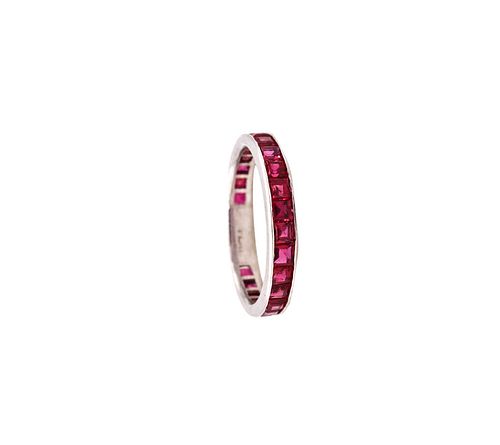 Eternity B& in .950 platinum with 2.01 carats of Burma red rubies