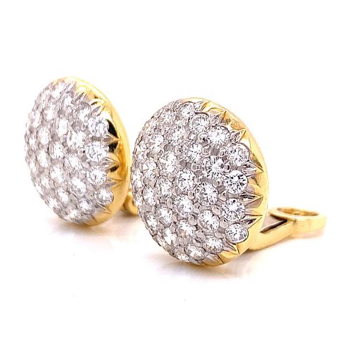 4.75 cts Diamond & 18k Gold Button Earrings