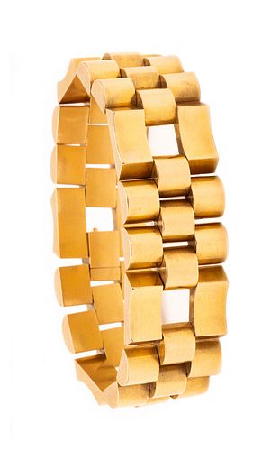 Philippe Turk Art Deco geometric tank bracelet in 18k gold