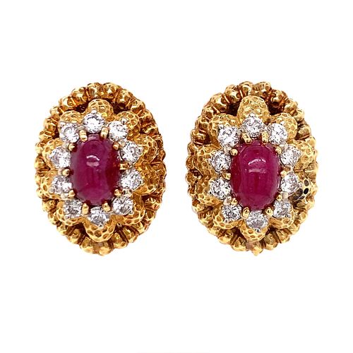 6.0 ctw Diamonds & Rubies 18k Gold  Earrings