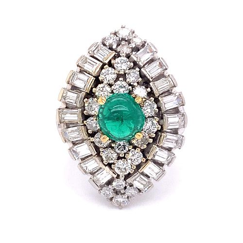 Emerald and Diamonds 18k Gold Cocktail Ring