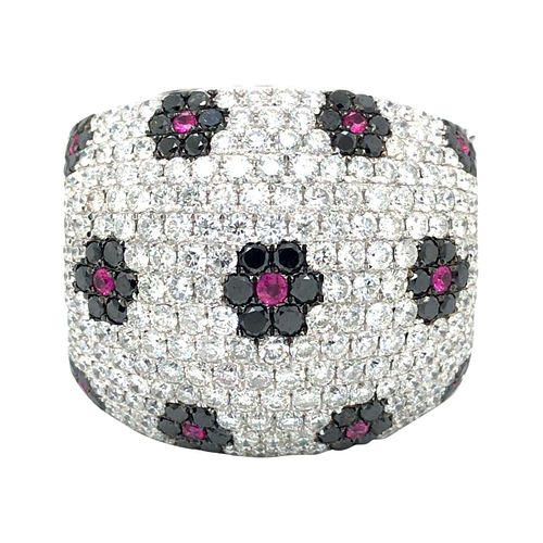 5.30ctw Diamond and Pink Sapphires 18k Gold Ring