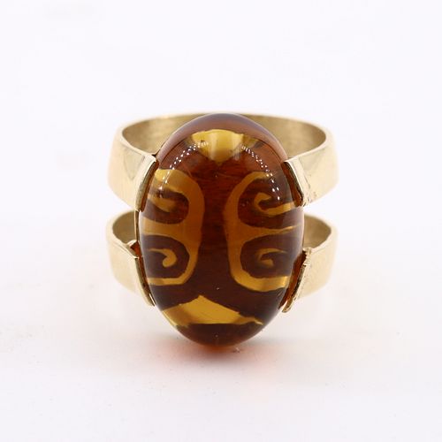 Retro 18k  Gold Ring with Natural Citrine