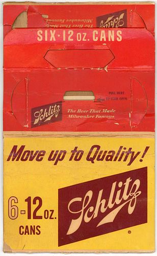 1958 Schlitz Beer (12oz cans) Six Pack Can Carrier Milwaukee, Wisconsin