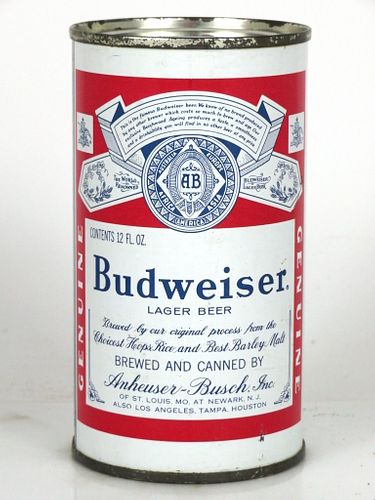 1966 Budweiser Lager Beer 12oz Flat Top Can 44-36 Newark, New Jersey