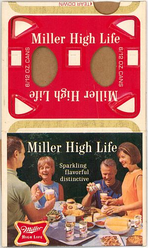 1966 Miller High Life Beer (12oz cans) Six Pack Can Carrier Milwaukee, Wisconsin