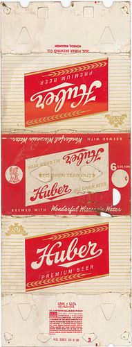 1958 Huber premium Beer (12oz cans) Six Pack Can Carrier Monroe, Wisconsin