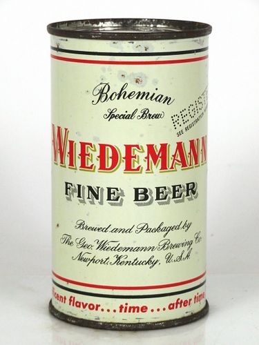 1958 Wiedemann's Fine Beer 12oz Flat Top Can 145-36.1 Newport, Kentucky