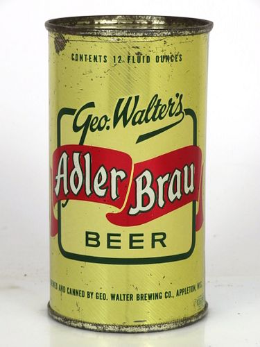 1957 Adler Brau Beer 12oz Flat Top Can 29-21 Appleton, Wisconsin