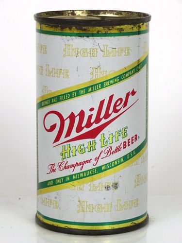 1961 Miller High Life Beer 12oz Flat Top Can 99-40.1 Milwaukee, Wisconsin