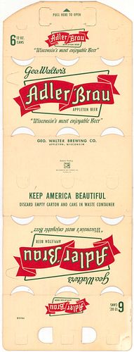 1956 Adler Brau Beer Six Pack Can Carrier Appleton, Wisconsin